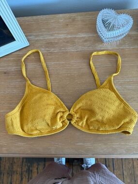 O'Neill Mustard Textured Ring-Front Bikini Top